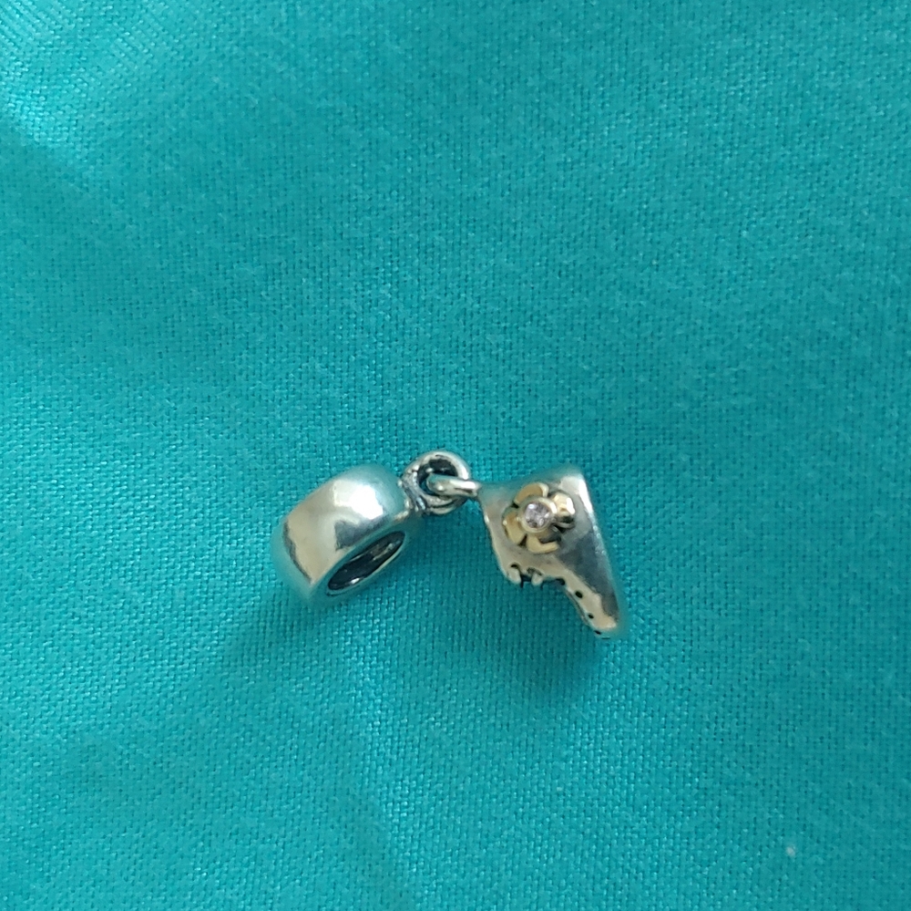 Pandora shoe charm with pink stone